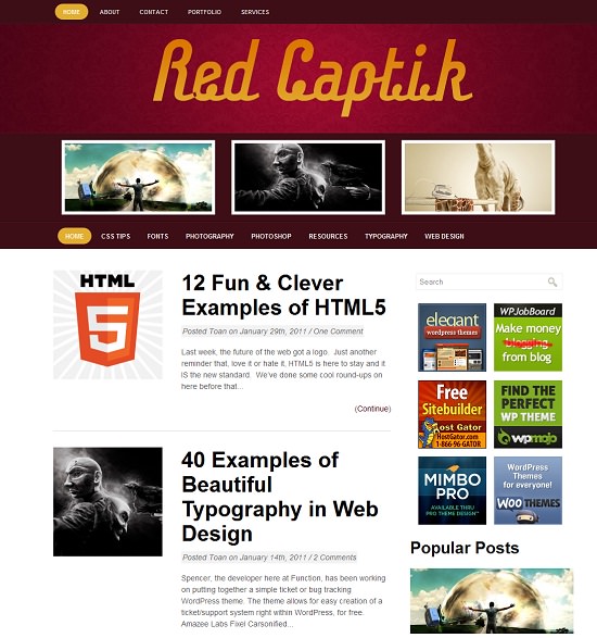 RedCaptik Theme 20 themes wordpress miễn phí ấn tượng nhất cho blog cá nhân