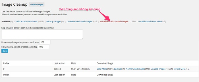 image cleanup dashboard Cách dọn ảnh rác quá hạn dùng trong WordPress